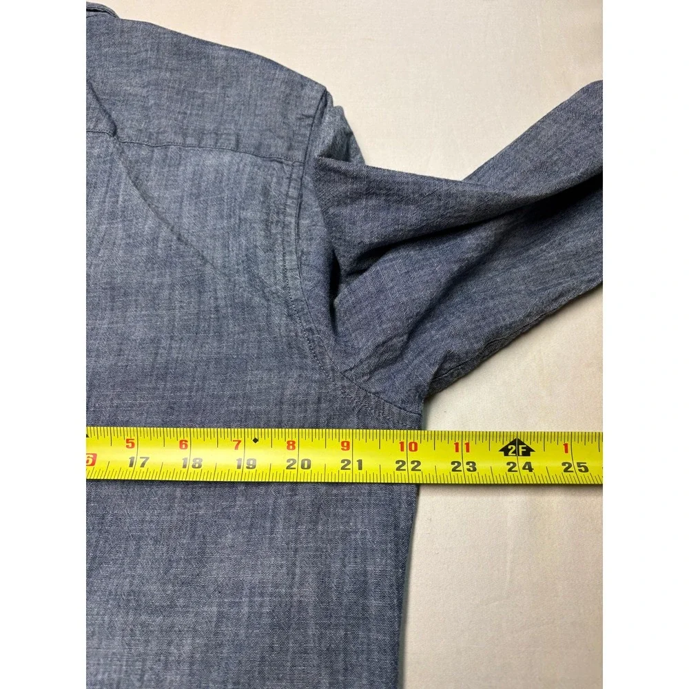 Banana Republic Mens Blue Chambray Untucked Slim Fit Cotton Shirt Large L
